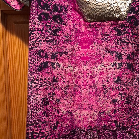 Gryphon high low sequin print belted silk dress - Picture 3 of 8